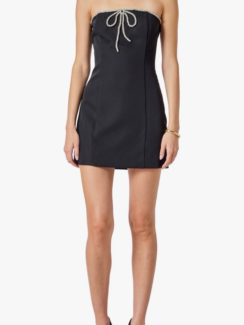 Endless Rose Strapless Black Mini Dress with Rhinestone Trim